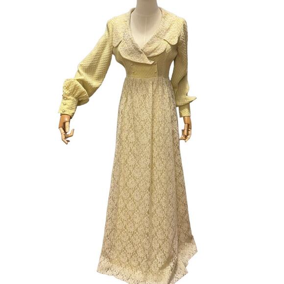 Bridgerton-Inspired Vintage Lace Gown | Romantic Regency Cottagecore Maxi XXS - Picture 4 of 16